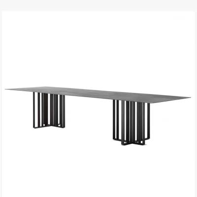 China Modern Metal hardware  home furniture dining table rock plate top kitchen table factory wholesale for sale