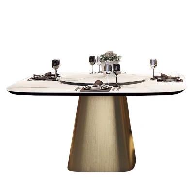 China Seamless Stainless steel furniture manufacturer wholesaler champaign gold dining table dining room furniture set for sale