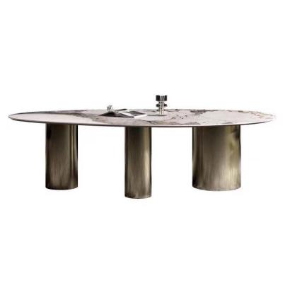 China Luxury Italian design egg shape drop shape dining table  home furniture sintered stone top natural marble top dining table for sale