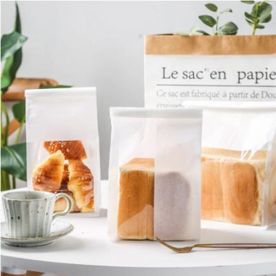 China 50 Pcs Disposable Baking Paper Toast Bags Wire Sealing Bread Open Window Self Sealing Raw Packaging Curved Transparent Cotton Paper for sale