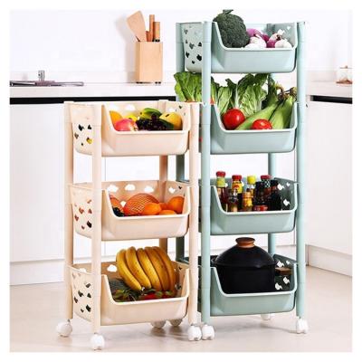 China Hot Sales Viable 2/3/4 Layer Plastic Vegetable Storage Shelf Rack Kitchen Storage Rack for sale