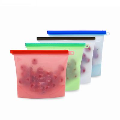 China Food Grade Seal Viable Translucent Silicone Leakproof Storage Bag Reusable Food Storage Bag With Zipper for sale