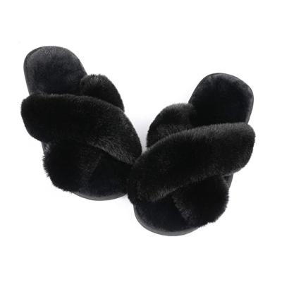 China Fashion Trend Faux Fur Comfortable Slippers Branded Slippers Wholesale Summer Indoor Slipper for sale