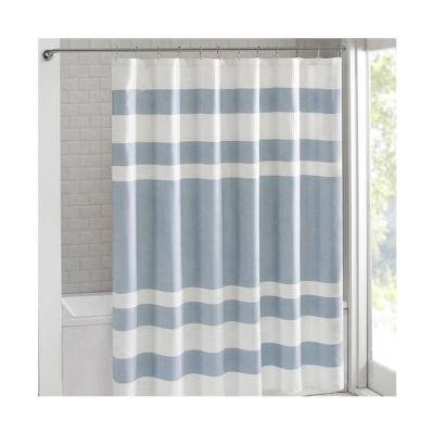 China Sustainable Weave Hotel Quality Bathroom Striped Heavy Duty Waffle Curtains Polyester Shower Curtain for sale