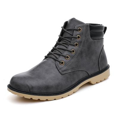 China Water Proof Lace Toe Ankle Leather Warm Simple Round Snow Boots Anti-slippery For Men for sale