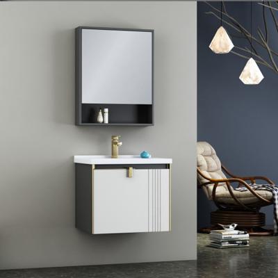 China Modern Hot Sale Modern Design Plywood Bathroom Vanity Cabinet Inwhite With Basin Mirror Set for sale