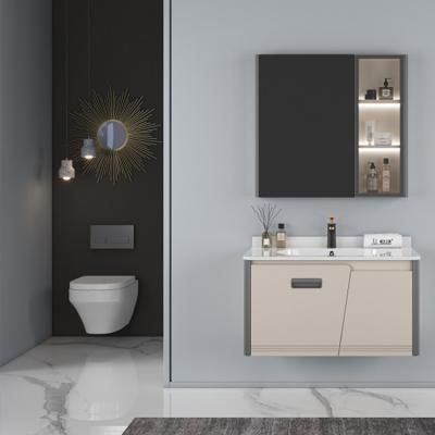 China Modern Modern European Style Floating Melamine Plywood Bathroom Vanity With Led Mirror Cabinet for sale