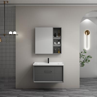 China Modern PVC Bathroom Vanity quality Bathroom Cabinet Accessories With Ceramic Sink Without Bathroom Faucet for sale