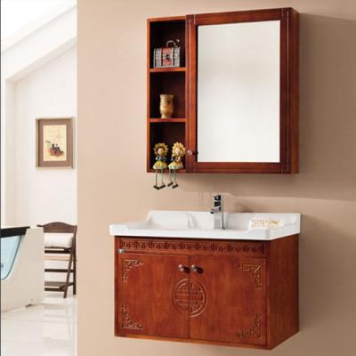 China Modern Wholesale Price Sink Mirror Set solid wood Bathroom Cabinets  Hotel Home Furniture Bathroom Vanities for sale