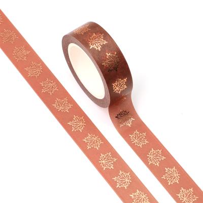 China Manzawa Aluminum Maple Leaf Waterproof Washi Tape 15mm x 10m CMYK for sale