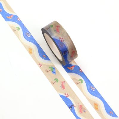 China Wholesale Custom CMYK Waterproof Manzawa Printed New Design Beachs Washi Tape for sale