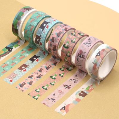 China New Product Waterproof Cartoon November Animal Decorative Japanese Washi Tape Paper Roll for sale