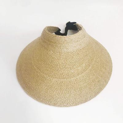 China Natural Raffia Grass Straw Visors Hat Traveling Sun Brim Sun Picture Wide Beach UPF 50+Summer Protection Sun Hats for sale