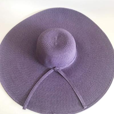 China Picture Paper Braid Straw Hat Large Brim Beach Hats Straw Hat Women Straw Hat Beach Flat Top Round Sun Hat for sale