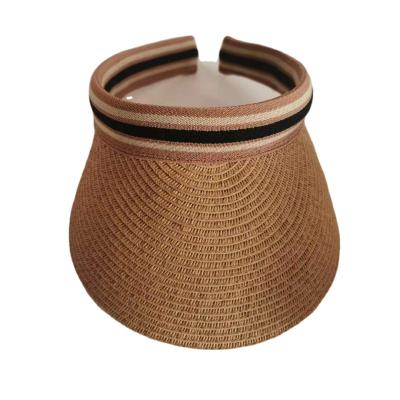 China Women's Empty Top Straw Visor Hat Girls Fashion Picture Beach Hat Sombrero Summer Hat for sale