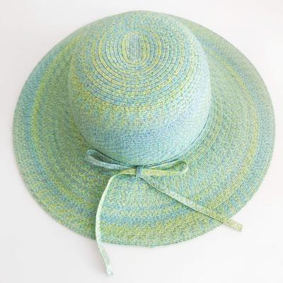 China Wholesale Picture Summer Women Cheap Brim Beach Hat Bowknot Sun Paper Straw Hat Big Picture for sale