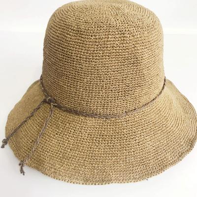 China Good Picture Quality Fashion Handmade Lady Sunshade Sun Hat Crochet Hat Bucket Straw Hats for sale