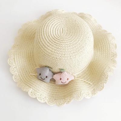 China New Picture Style Design Factory Supply Hot Sale Summer Flower Paper Straw Hats Children's Wave Moving Edge for sale