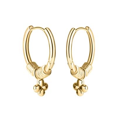 China Fashion Simple Flower Shape Dangle Drop Ear Aesthetics Accessories Women Girls 14K Gold Filled Clover Huggie Circle Earrings Handmade for sale