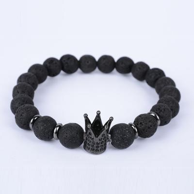 China VRIUA CLASSIC 4 Color Bead Charm King Queen Luxury Couples Jewelry Gift For Women Men Imperial Crown Bead Bracelet for sale