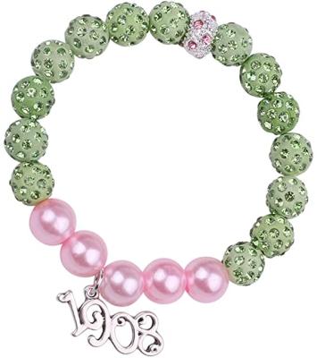 China Luxury1908 Vintage Green Pink Ball Inspired Bracelet African American Black Sign Label Bracelet African American Black Gift Jewelry Greek Sorority Bracelet for sale