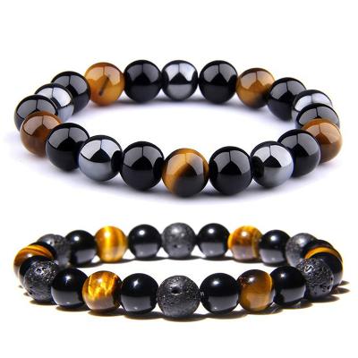 China 8mm Stone Bracelet Hematite Beads Bracelet Tiger Eye Lava Stone Health FASHIONABLE Natural Energy Protection For Women Men Stretch Jewelry for sale