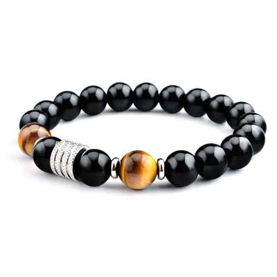 China Tiger Eye Stone Beads Bracelet Classic TRENDY Braided Adjustable Black Matte Charm Healing Balance Beads Rope Yoga Bracelet For Men for sale