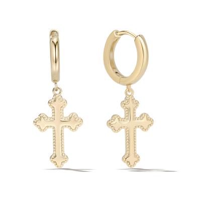 China TRENDY Fashion Egyptian Ankh Cross Female Brincos Pendientes For Women Jewelry Copper Gold Plated Small Cross Earrings for sale