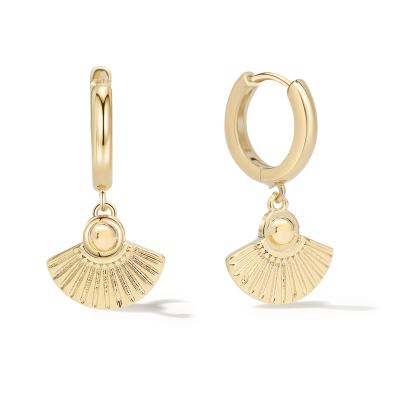 China 2022 New Designs FASHIONABLE Delicacy Dangle Earring For Women Girls Jewelry 14K Gold Plated Small Fan Shaped Drop Earrings for sale