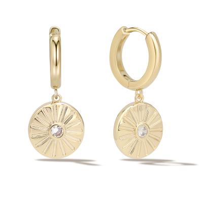 China HOT Fashion Hypoallergenic Sunflower Star Dangle Earring Jewelry Wholesale Gold Plated Sun Huggie Earrings for sale