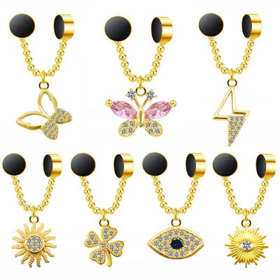 China New FASHIONABLE Design Dangle Chain Evil Eyes Nose Slap Magnetic Nose Ring Cuff Bulk Clip Non Piercing Fake Nose Rings for sale