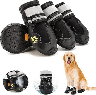 China Waterproof Boots Stocked Dog Shoes Paw Protector with Reflective Branding for sale