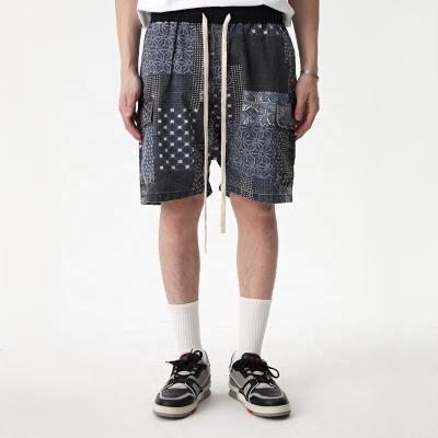 China OEM High Quality Anti-wrinkle FMG Running Fashion Men's Casual Drawstring Paisley Pants Sports Shorts for sale