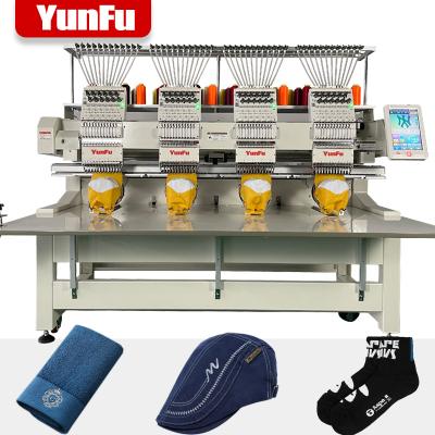 China Garment Shops Industrial Use Computerized 4 Heads 12/15 Needles Cap Embroidery Machine For T Shirt/Bags/Socks for sale