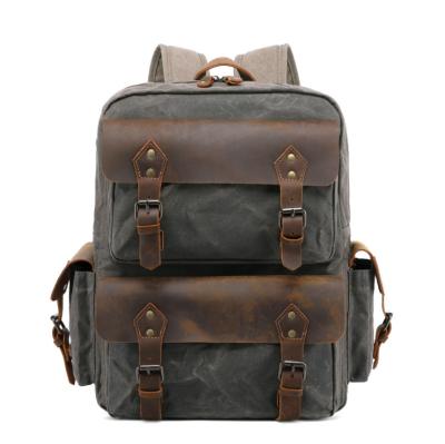 China Anti Theft Laptop Backpack 15.6 Inch Waxed Canvas Bag Rucksack Backpack for sale