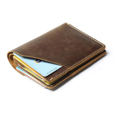 China Men's Waterproof Eco-Friendly Luxury Wallet Vegetable Tanned Horse Skin Man Genuine Leather Crazy Wallet for sale