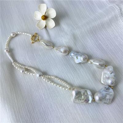 China CLASSIC Baroque N024 Pearl And Natural Irregular Pearl Necklace OT Clasp 4A+ Freshwater Pearl Jewelry for sale