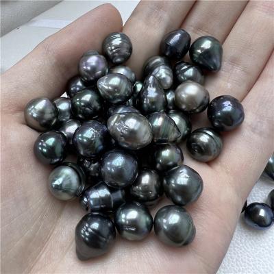 China DIY 9-11MM Natural Black Real Tahitian Pearl Screwed Baroque Pearl Jewelry Seawater Pearl For DIY Free Punch L006 for sale