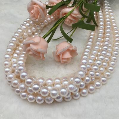 China Vintage N013 5A Nearly Flawless High Quality Round Freshwater Pearl 8-9mm Necklace High Gloss Natural White Silver S925 Jewelry for sale