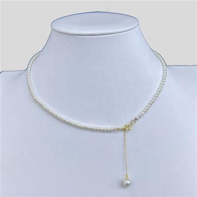 China Quality CLASSIC Fashion Export N001 Simple Ladies Necklace 3-4mm Near Round Pearl Necklace for sale