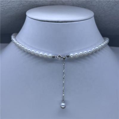 China N004 S925 CLASSIC Wholesale Silver 5-6 Mm 5A Round Pearl Necklace Ladies Pendant Almost for sale