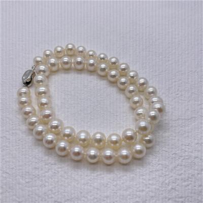 China CLASSIC Low Price Necklace 5A S925 Simple Elegant Almost Round Silver Clasp Women's Pearl Necklace 8-9mm N005 for sale