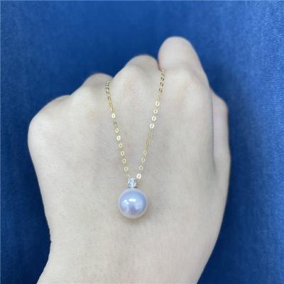 China Wholesale Classic P002 Princess Diana Necklace S925 8-9mm Single Dangle Silver Freshwater Pearl 5A Round for sale