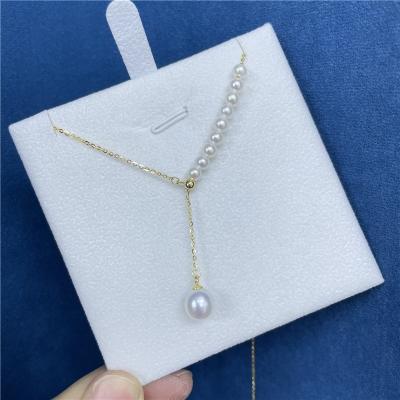 China Silver Adjustable Freshwater Rice 5A Pendant Necklace S925 8-9mm P005 Letter Y Simple Shape Gemstone Ladies And Round Pearl Wholesale for sale