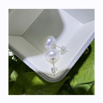 China E005 11-12mm Big Circle Bread Pearl Earrings CLASSIC Professional Made Women's All-match Fashion Earrings for sale