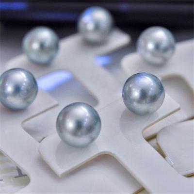 China E020 4A+ Tahitian CLASSIC Saltwater Pearl 18k Platinum Stud Earrings 9-10mm Natural Gray White Platinum Office Lady Jewelry for sale