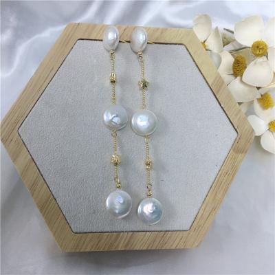 China Cute pearlset 4A+ baroque irregular coin shape pearl white with high gloss S002 for sale