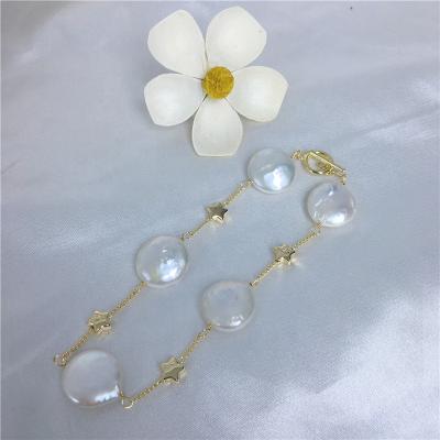 China CLASSIC Coin Shape Pearl Bracelet 4A+ Pearl Set Baroque Irregular Earrings White With High Gloss S002 for sale