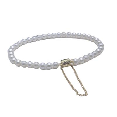 China Professional Made Magnet Clasp B001 Niche Design Small Cool 4-5mm Simple Round Ladies Freshwater Pearl Bracelet Bangle for sale