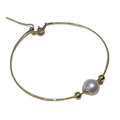 China Top fashion ladies bracelet 5A CLASSIC natural round freshwater pearl S925 silver gold bracelet B004 for sale